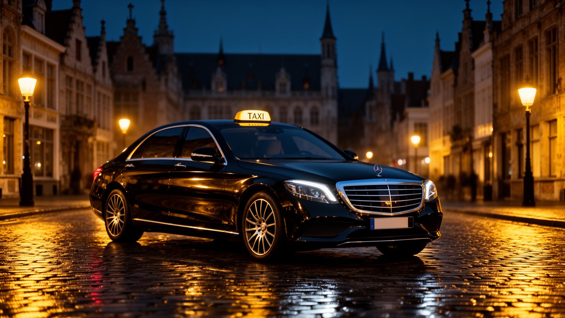 Premium taxi service in Gent bij nacht